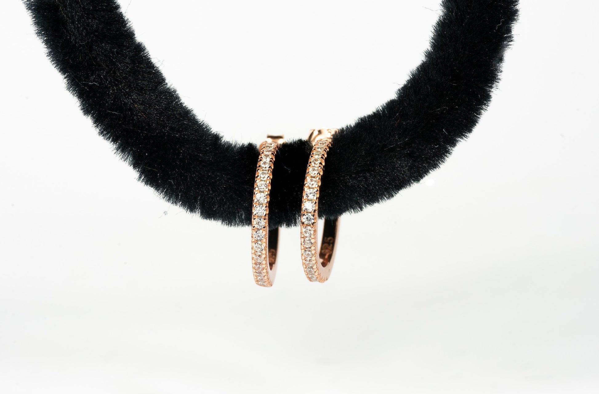 Earring Original Hoops (Rose Gold with White Zirconia) Inbeetween Jewellery